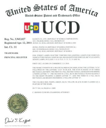 UCD Trademark Certificate USA
